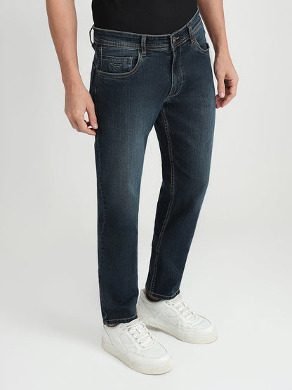 Park Avenue Men Blue Solid Slim Fit Cotton Blend Jeans