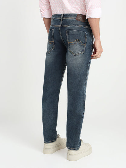 Park Avenue Men Blue Solid Slim Fit Cotton Blend Jeans