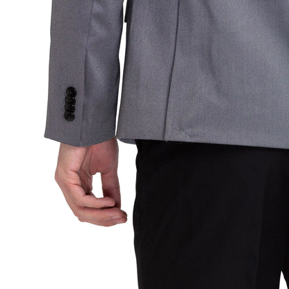 Men Black Regular Fit Structure Terylene Rayon Blend Suit