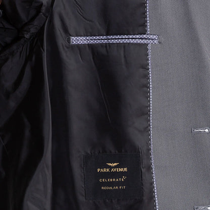 Men Black Regular Fit Structure Terylene Rayon Blend Suit