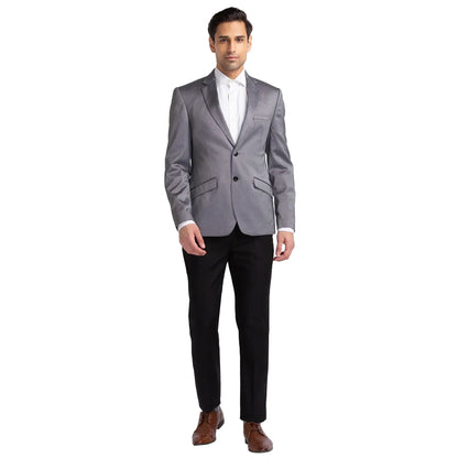 Men Black Regular Fit Structure Terylene Rayon Blend Suit