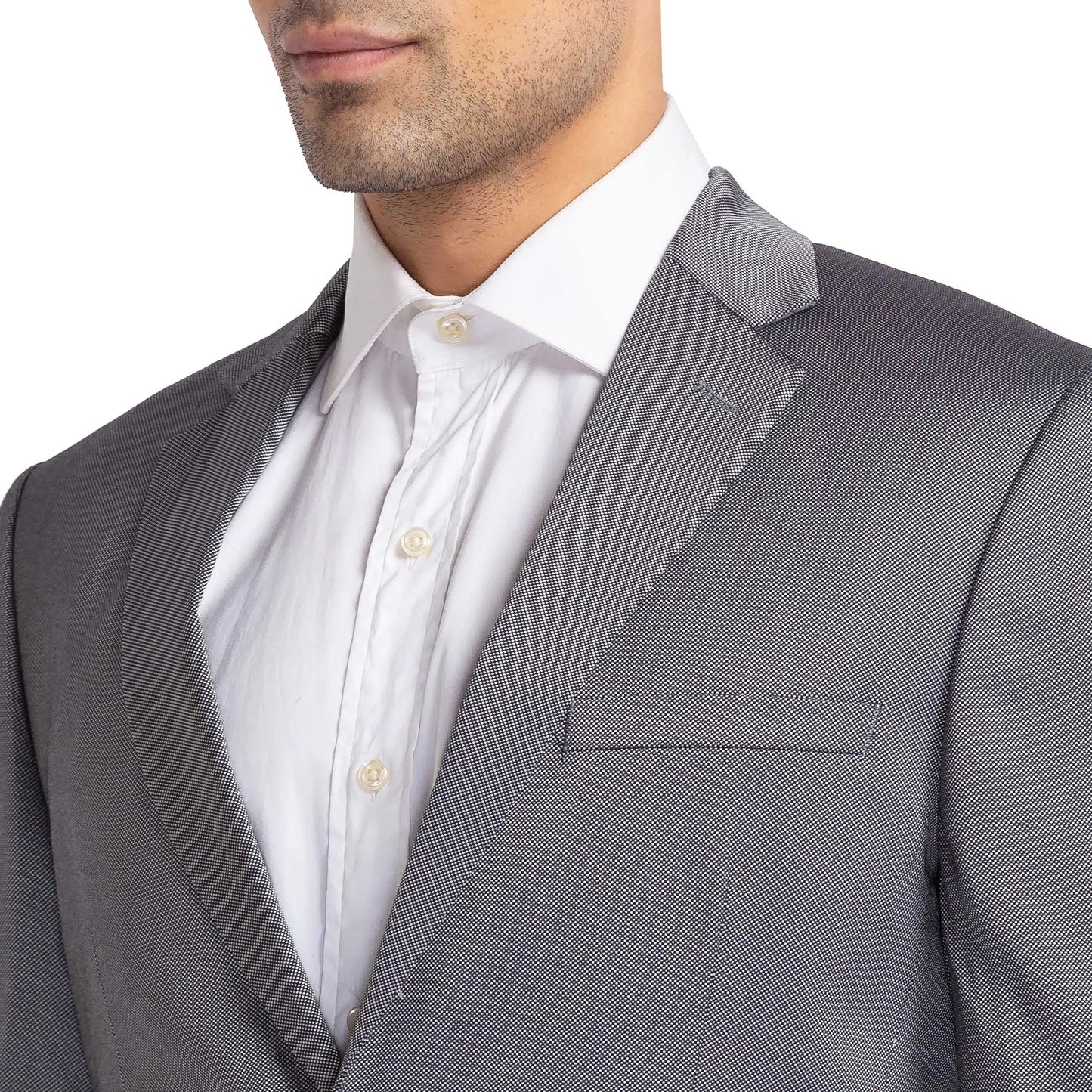 Men Black Regular Fit Structure Terylene Rayon Blend Suit