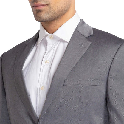 Men Black Regular Fit Structure Terylene Rayon Blend Suit