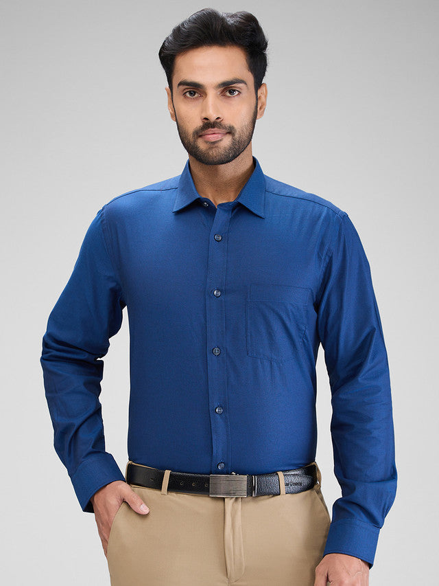 Park Avenue Blue Structure Regular Fit Cotton Formal Shirt