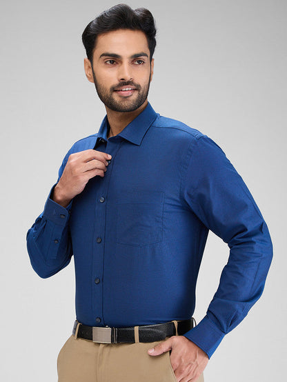 Park Avenue Blue Structure Regular Fit Cotton Formal Shirt