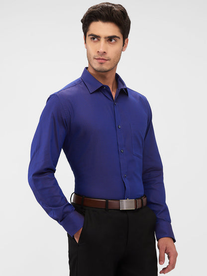 Park Avenue Men Blue Structure Regular Fit Cotton Shirt