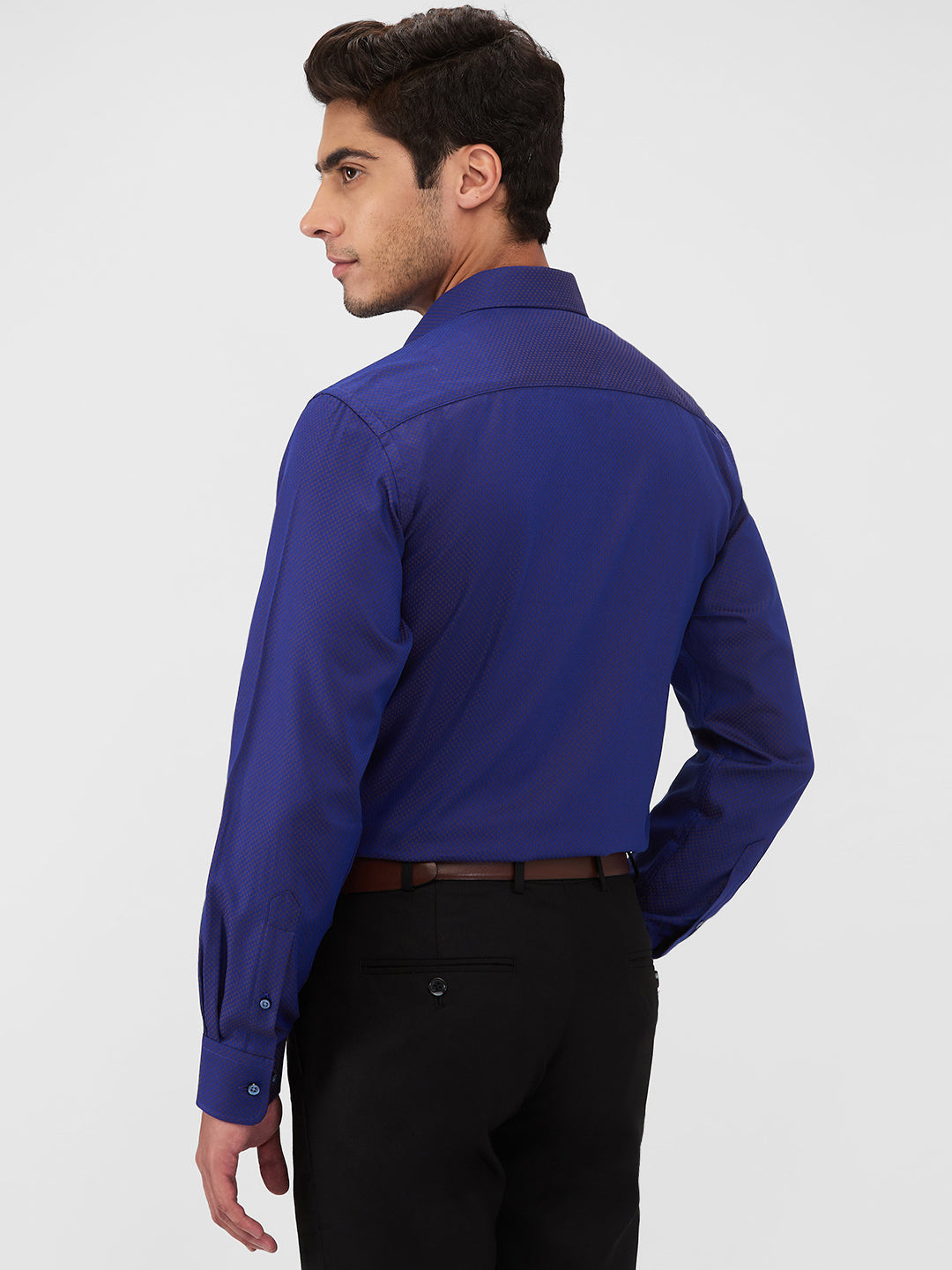 Park Avenue Men Blue Structure Regular Fit Cotton Shirt