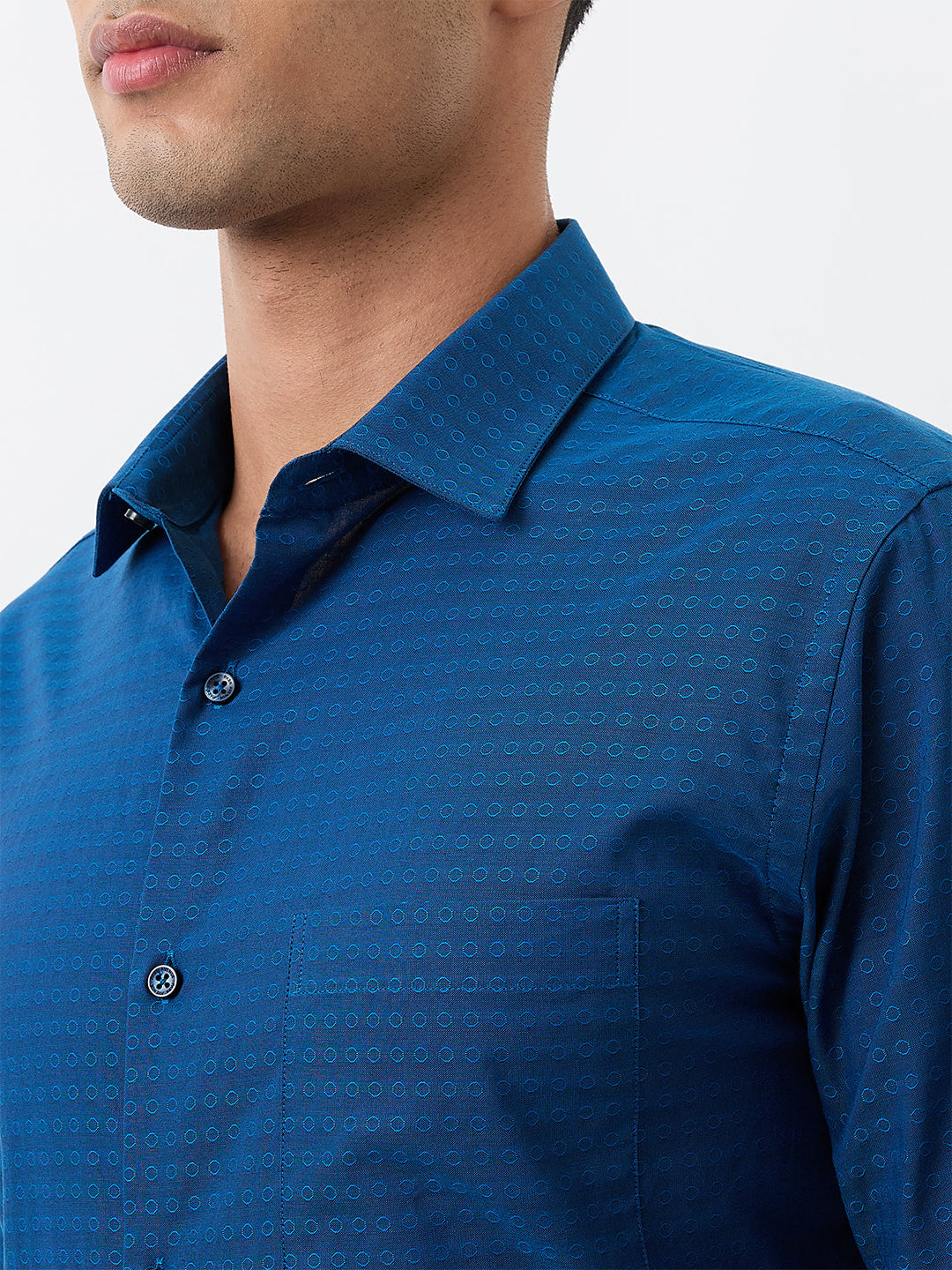 Park Avenue Men Blue Structure Slim Fit Cotton Blend Shirt