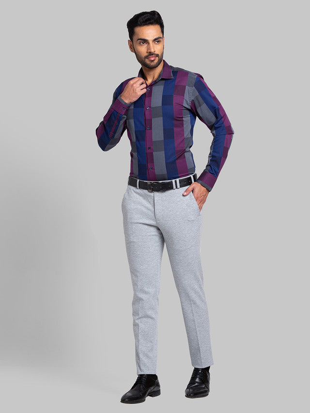 Park Avenue Men Purple Self Design Slim Fit Cotton Formal Shirt