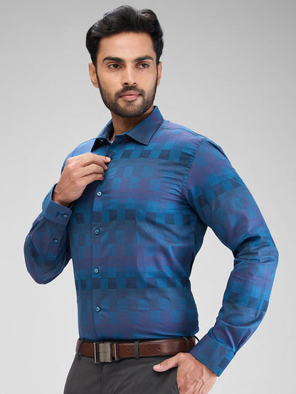 Park Avenue Blue Structure Slim Fit Cotton Formal Shirt