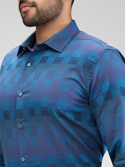 Park Avenue Blue Structure Slim Fit Cotton Formal Shirt