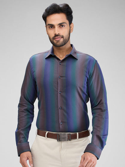 Park Avenue Brown Structure Slim Fit Cotton Formal Shirt