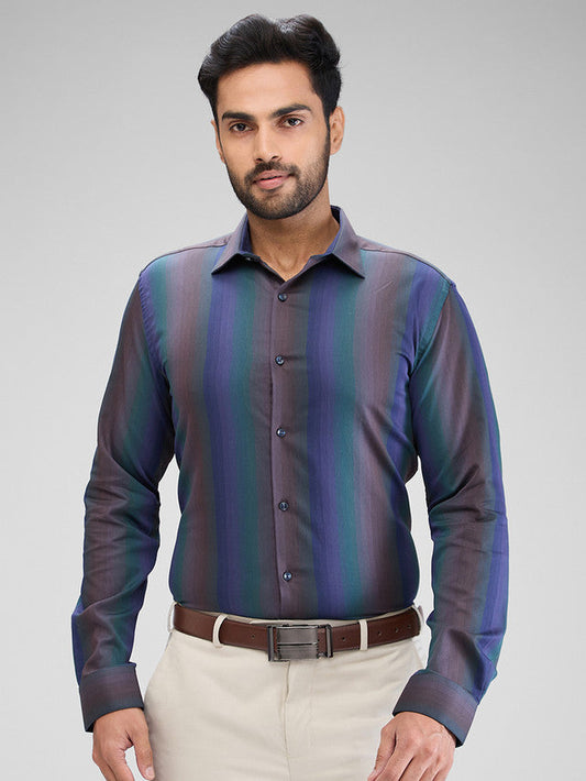 Park Avenue Brown Structure Slim Fit Cotton Formal Shirt