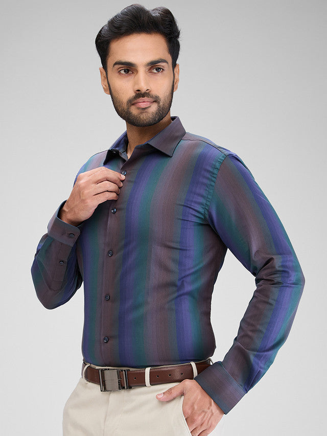 Park Avenue Brown Structure Slim Fit Cotton Formal Shirt