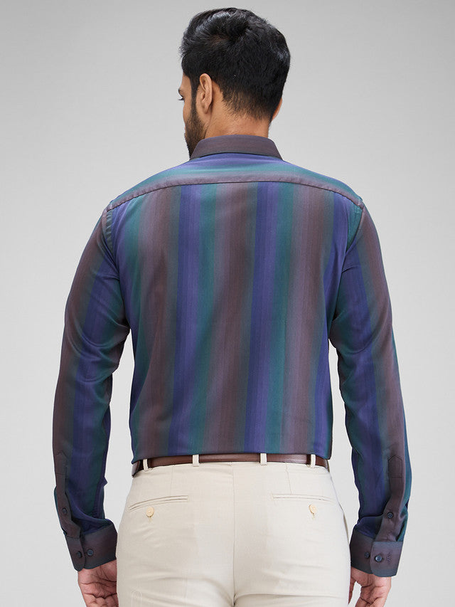 Park Avenue Brown Structure Slim Fit Cotton Formal Shirt