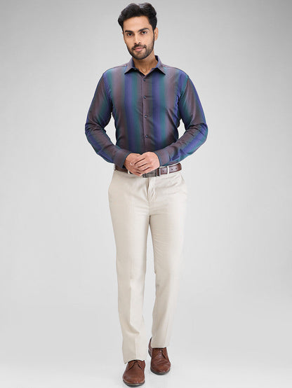 Park Avenue Brown Structure Slim Fit Cotton Formal Shirt