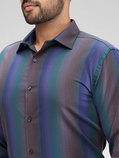 Park Avenue Brown Structure Slim Fit Cotton Formal Shirt