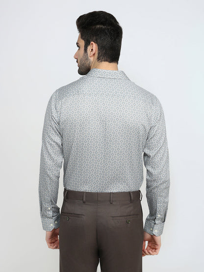 Park Avenue Men Brown Printed Slim Fit Cotton Full Sleeve Formal Shirt