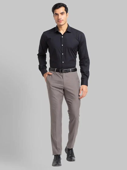 Men Black Slim Fit Solid Polyester Blend Shirts