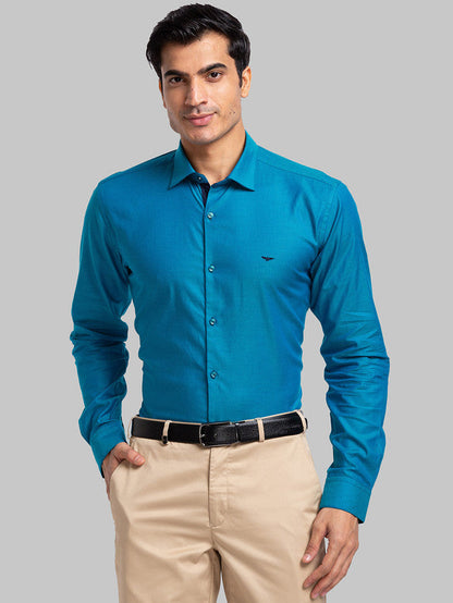 Park Avenue Blue Structure Slim Fit Cotton Formal Shirt