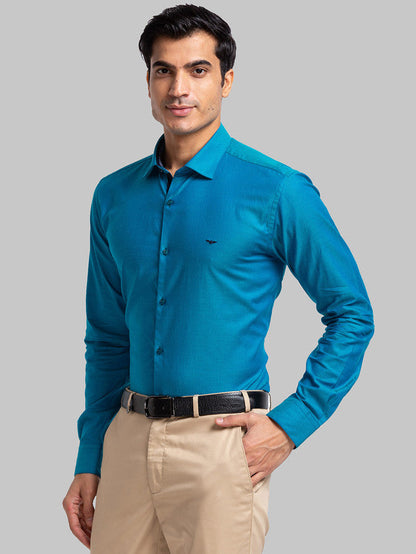 Park Avenue Blue Structure Slim Fit Cotton Formal Shirt