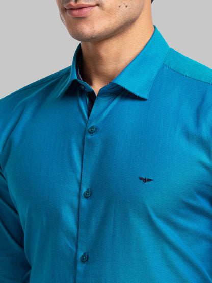 Park Avenue Blue Structure Slim Fit Cotton Formal Shirt