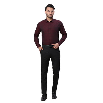 Park Avenue Men Maroon Structure Slim Fit Cotton Shirt