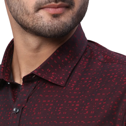 Park Avenue Men Maroon Structure Slim Fit Cotton Shirt