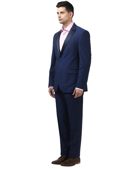 Park Avenue Men Blue Regular Fit Polyester Blend Suit