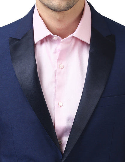 Park Avenue Men Blue Regular Fit Polyester Blend Suit
