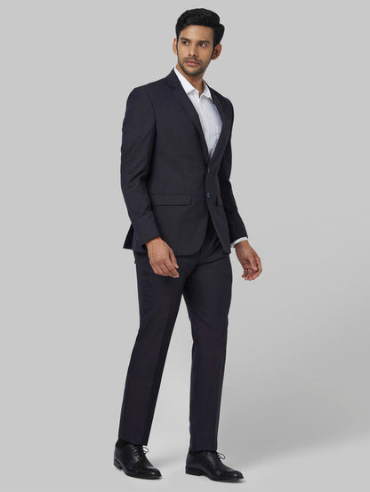 Park Avenue Blue Solid Super Slim Fit Polyester Blend Suit