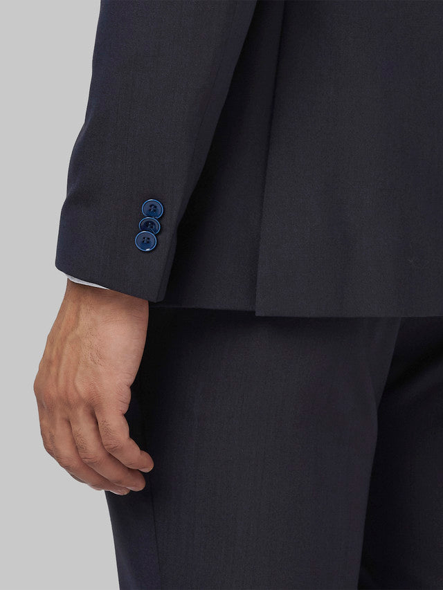 Park Avenue Blue Solid Super Slim Fit Polyester Blend Suit