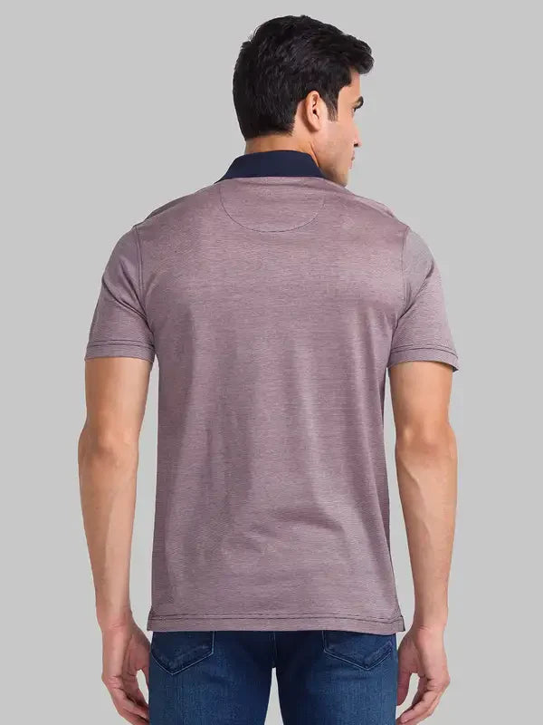 Men Orange Slim Fit Two Tone Cotton Round Neck Collar Polo T-Shirt