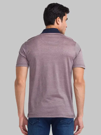 Men Orange Slim Fit Two Tone Cotton Round Neck Collar Polo T-Shirt