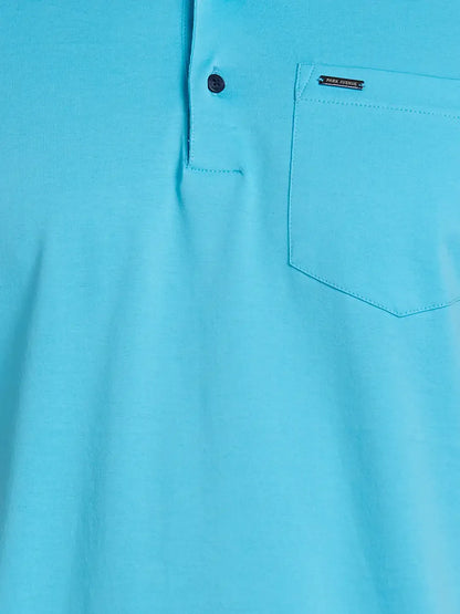 Park Avenue Men Blue Solid Slim Fit Cotton Round Neck T-Shirt