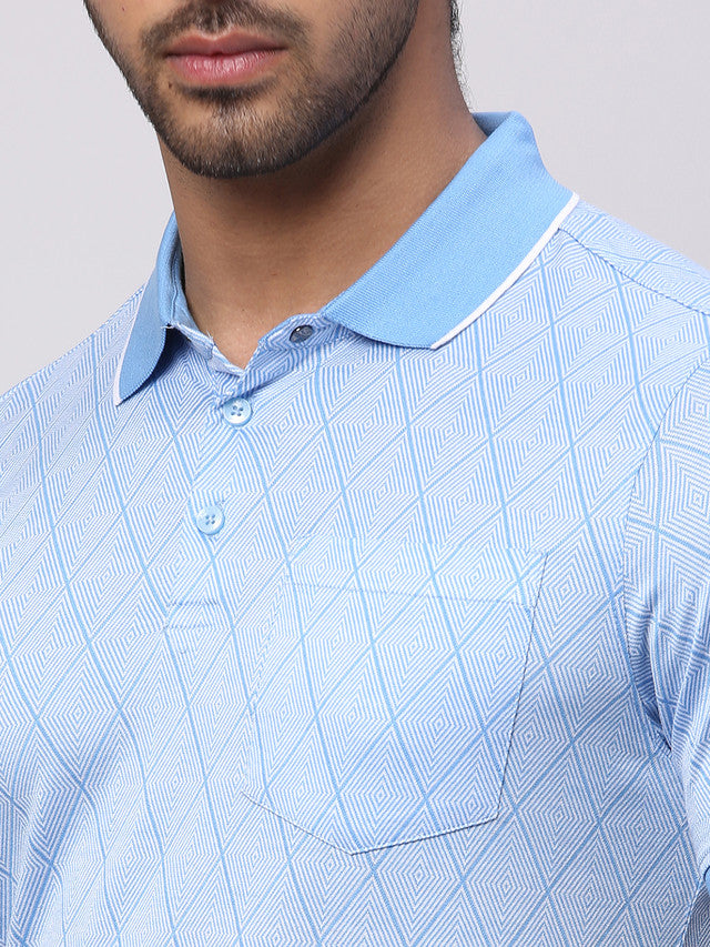 Park Avenue Blue Structure Slim Fit Cotton T-Shirt