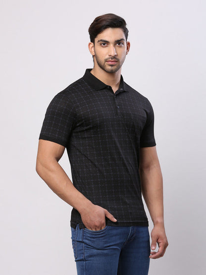 Park Avenue Black Printed Slim Fit Cotton T-Shirt
