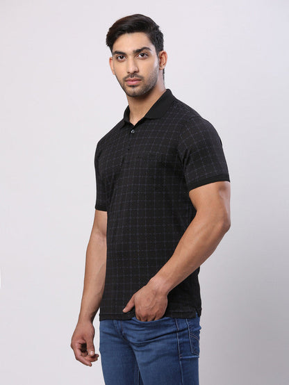 Park Avenue Black Printed Slim Fit Cotton T-Shirt