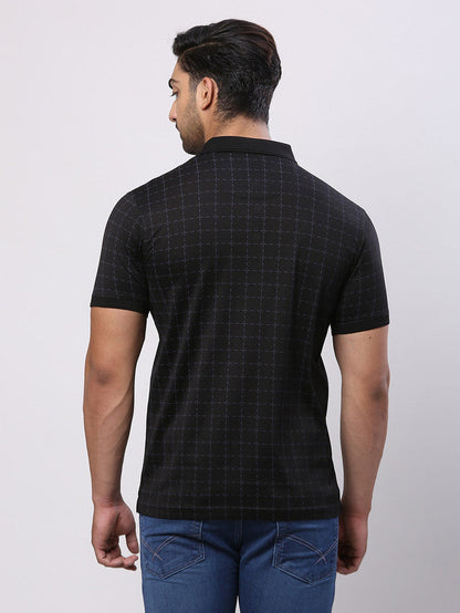 Park Avenue Black Printed Slim Fit Cotton T-Shirt