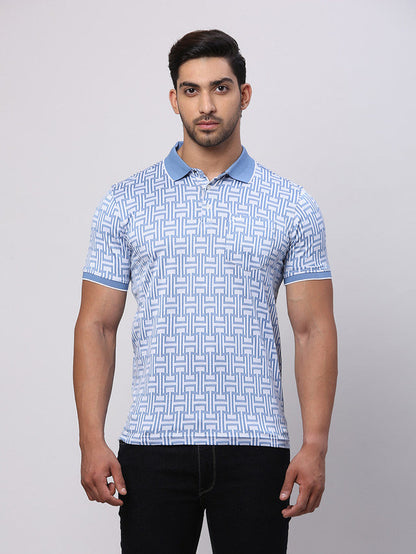 Park Avenue Grey Structure Slim Fit Cotton T-Shirt