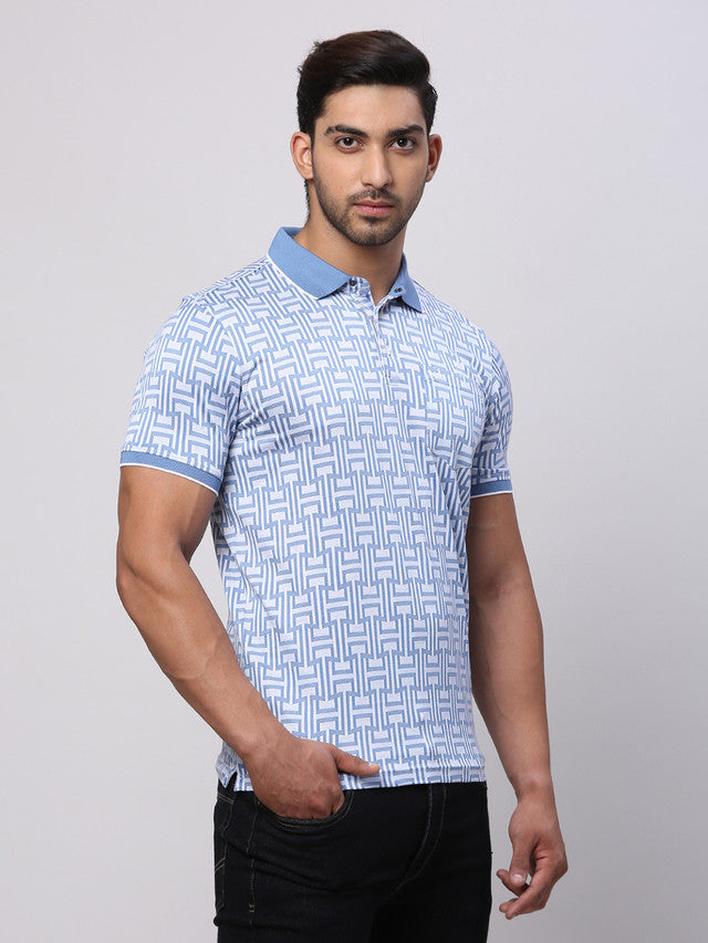 Park Avenue Grey Structure Slim Fit Cotton T-Shirt