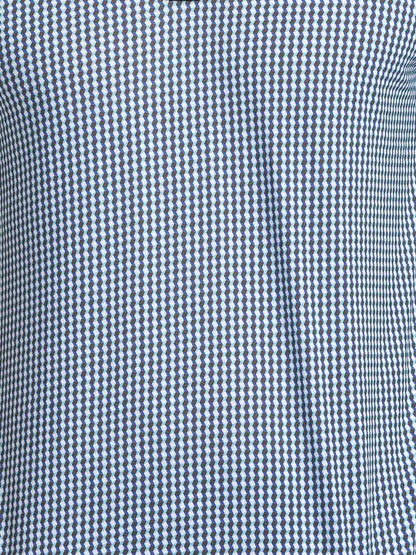 Men Blue Slim Fit Print Cotton Round Neck Collar Polo T-Shirt