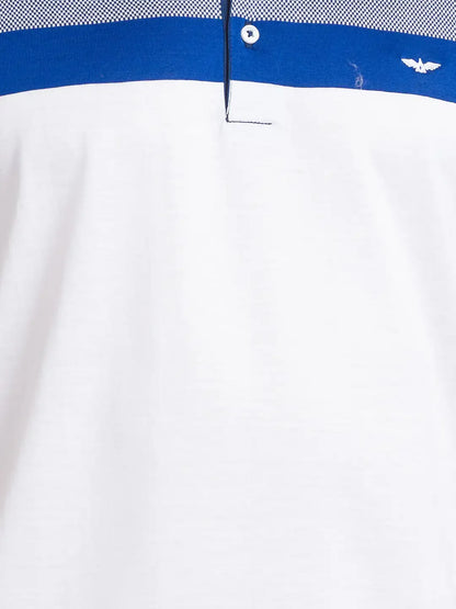 Park Avenue Men White Stripe Slim Fit Cotton T-Shirt