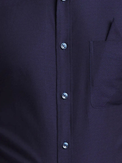 Men Blue Luxus Fit Structure  Cotton Full Sleeve Regular Collar Shirts