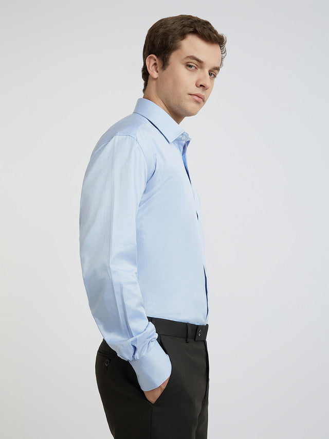 Park Avenue Blue Solid Luxus Fit Full Sleeve Cotton Shirt