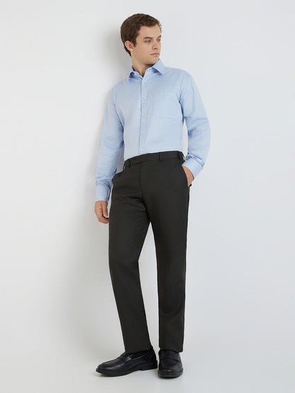Park Avenue Blue Solid Luxus Fit Full Sleeve Cotton Shirt