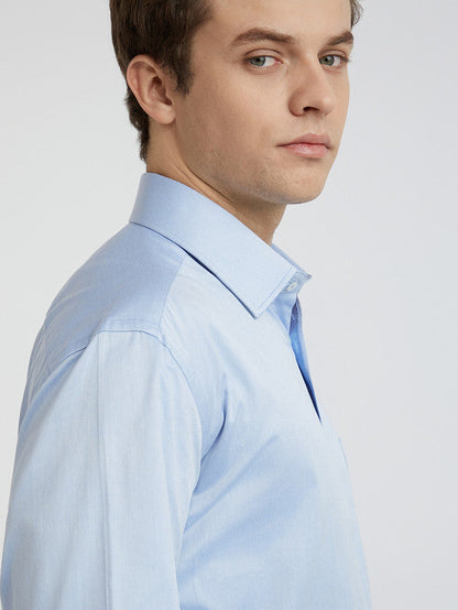 Park Avenue Blue Solid Luxus Fit Full Sleeve Cotton Shirt