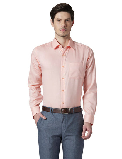 Park Avenue Men Orange Structure Regular Fit Cotton Shirt
