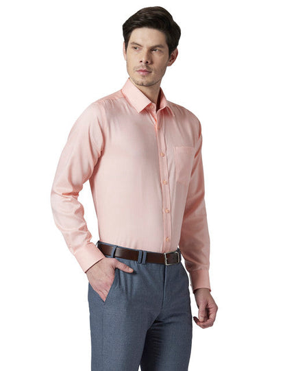 Park Avenue Men Orange Structure Regular Fit Cotton Shirt