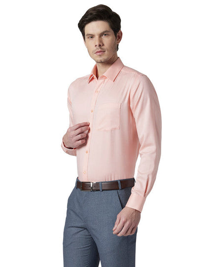 Park Avenue Men Orange Structure Regular Fit Cotton Shirt